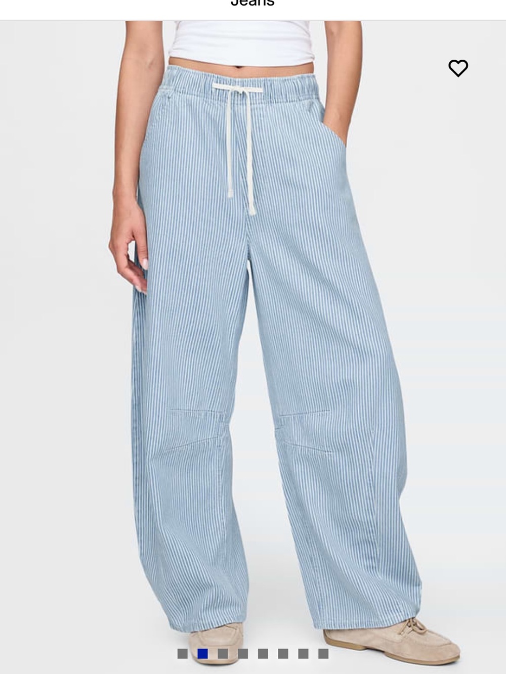 GAP Light Blue & White Pinstripe Wide-Leg Jeans